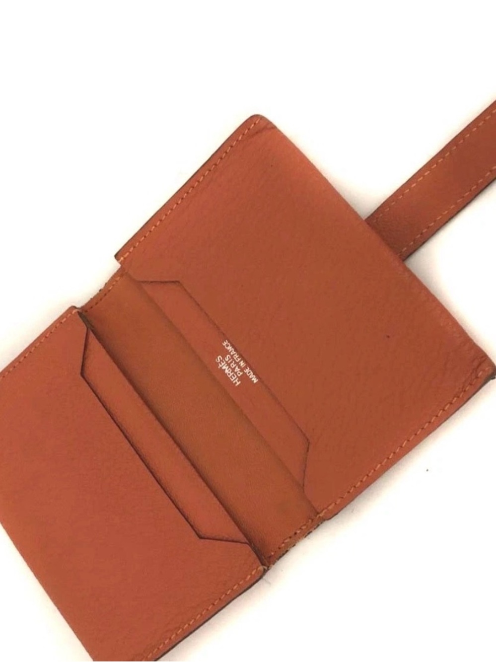 Authentic Hermès Béarn Compact Wallet Orange Leather PHW H - Picture 6 of 8